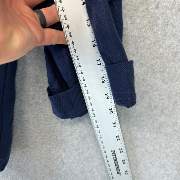 Chico's Short Linen Utility Jacket Womens Size 3 Navy Blue Snap Front 3/4 Sleeve - Picture 14 of 14